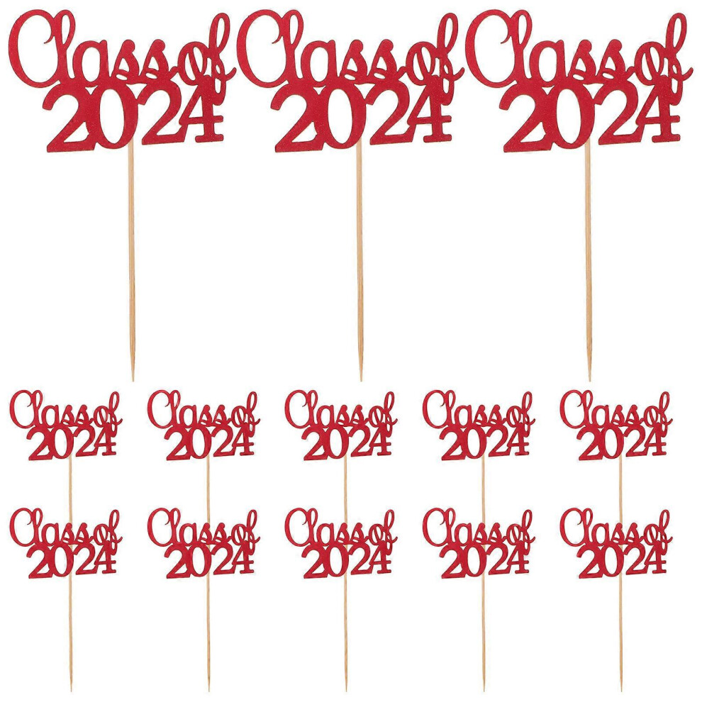 Kricely (, One Size) 15Pcs Class Of 2024 Cupcake Picks Graduation Party Cake Toppers Grad Table Centerpiece Red