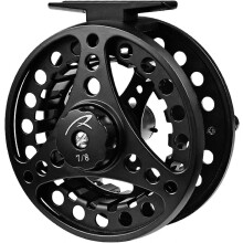 (As show, One size) Full Aluminum Alloy Metal Fly Fishing Reel (Black)
