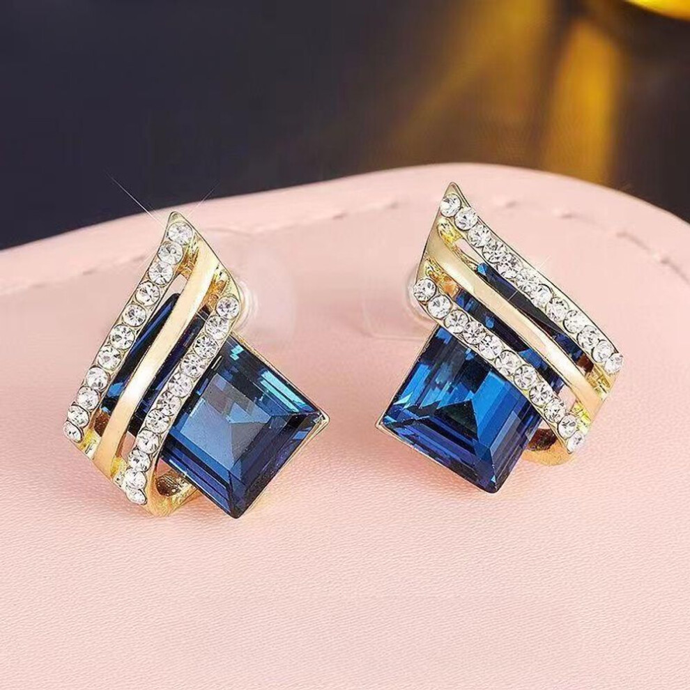 (blue) Fashionable Women&apos;s Trunks With Red Zirconium, Green, Black Earrings, Engagement Earrings, Wedding, Gift For Anniversary, Party, Jewelry