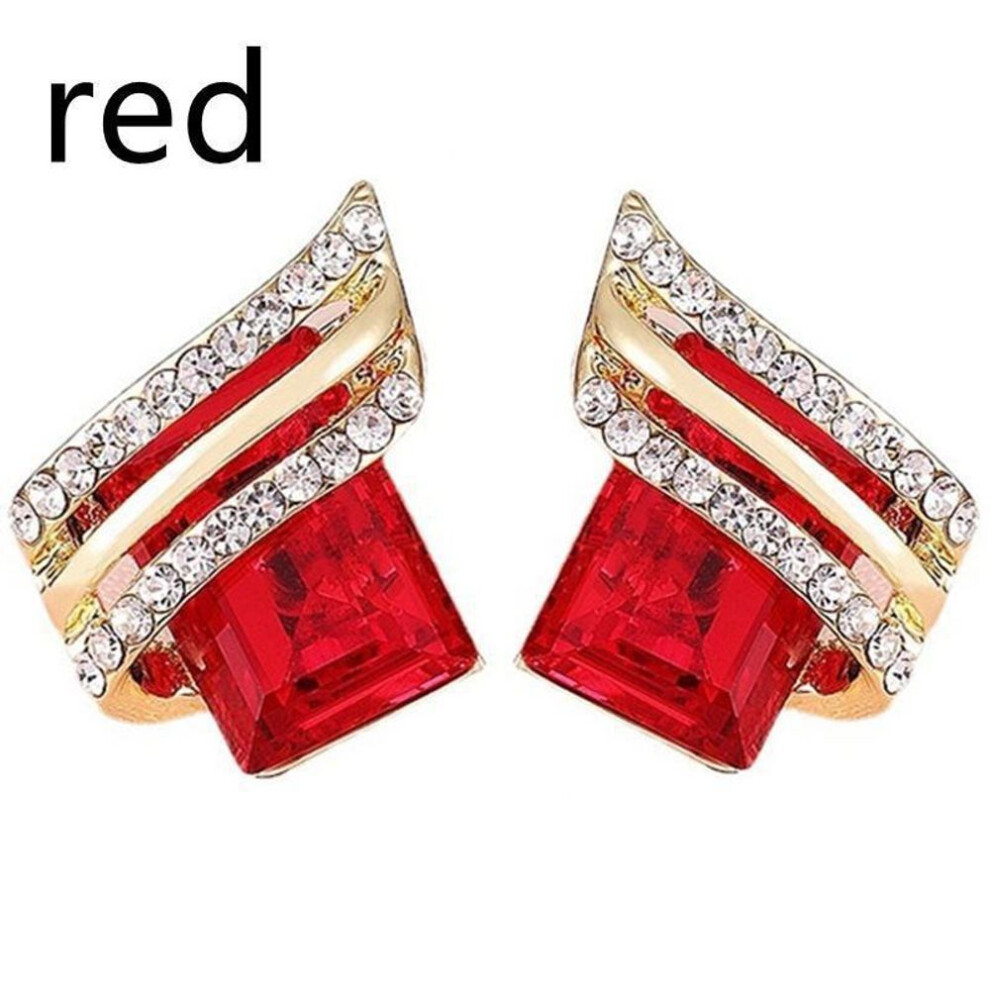 (red) Women's Trunks with Zirconium Earrings for Events