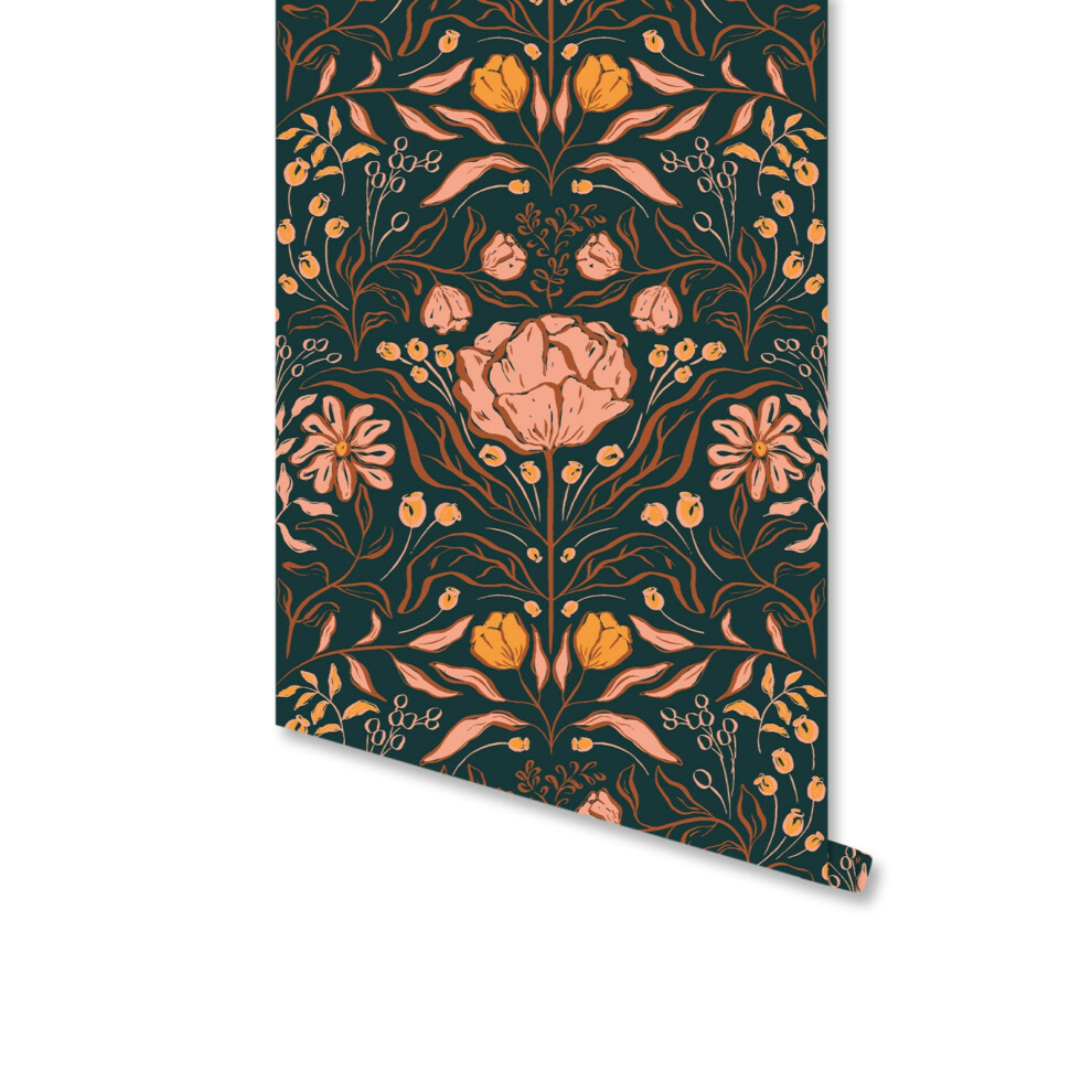 (Rw466, 45X300cm) Floral Peel And Stick Wallpaper Floral Boho Contact Paper Flower Removable Self Adhesive Waterproof Wallpaper For Bathroom Bedroom 6915070003612