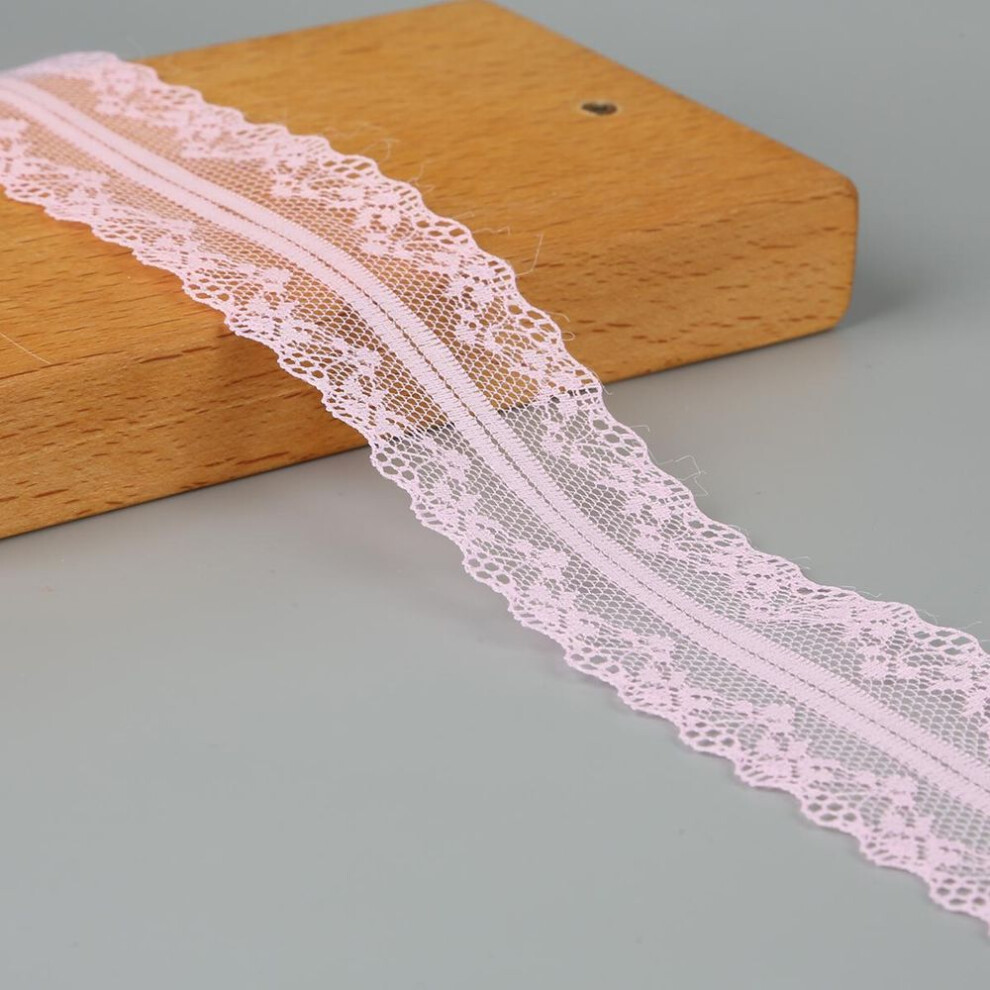 (pink) 4CM Width Multi-Color Beautiful Embroidered Net Lace Trim Couture Tailor Ribbon DIY Craft