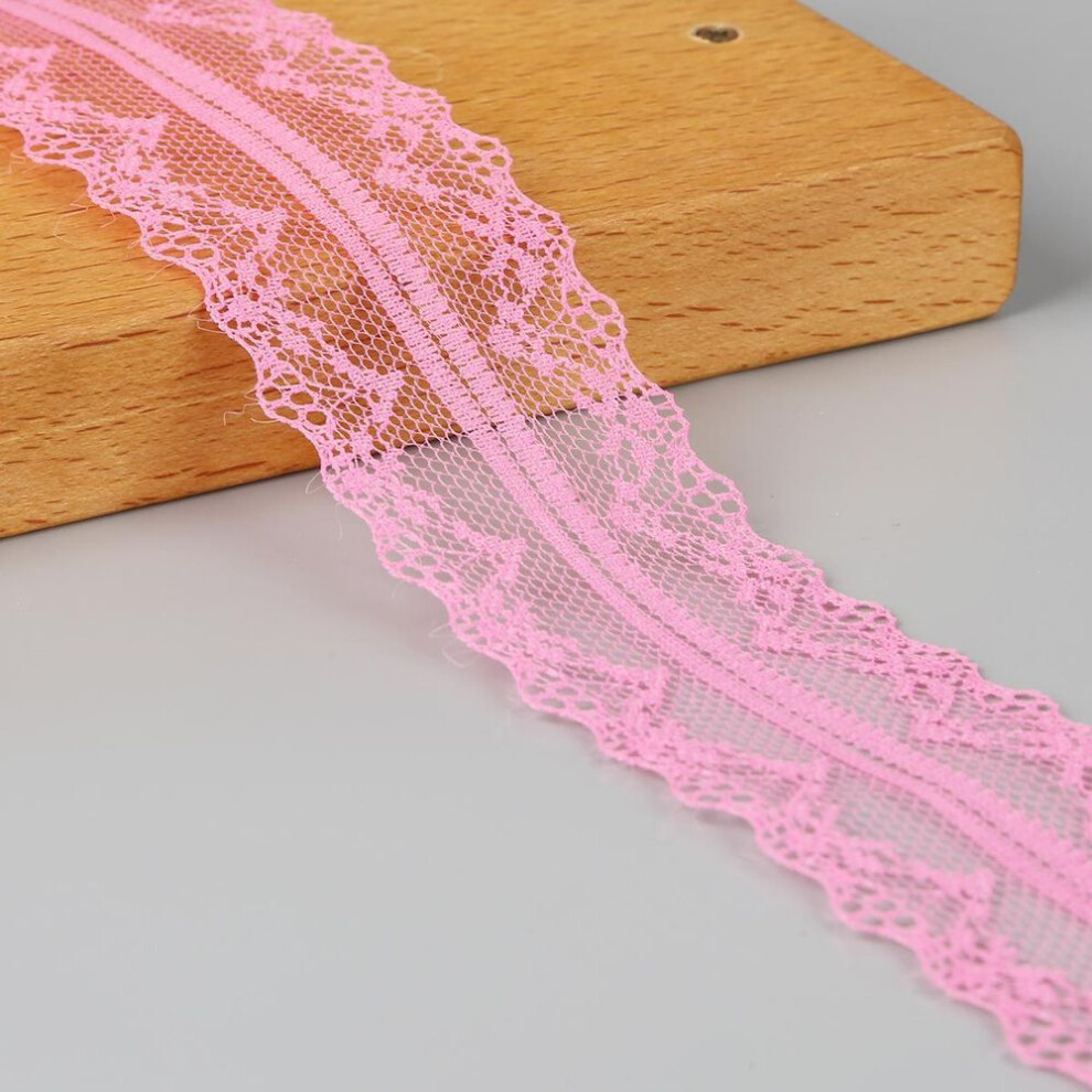 (fuchsia) 4cm Width Multi-color Beautiful Embroidered Net Lace Trim Couture Tailor Ribbon Diy Craft