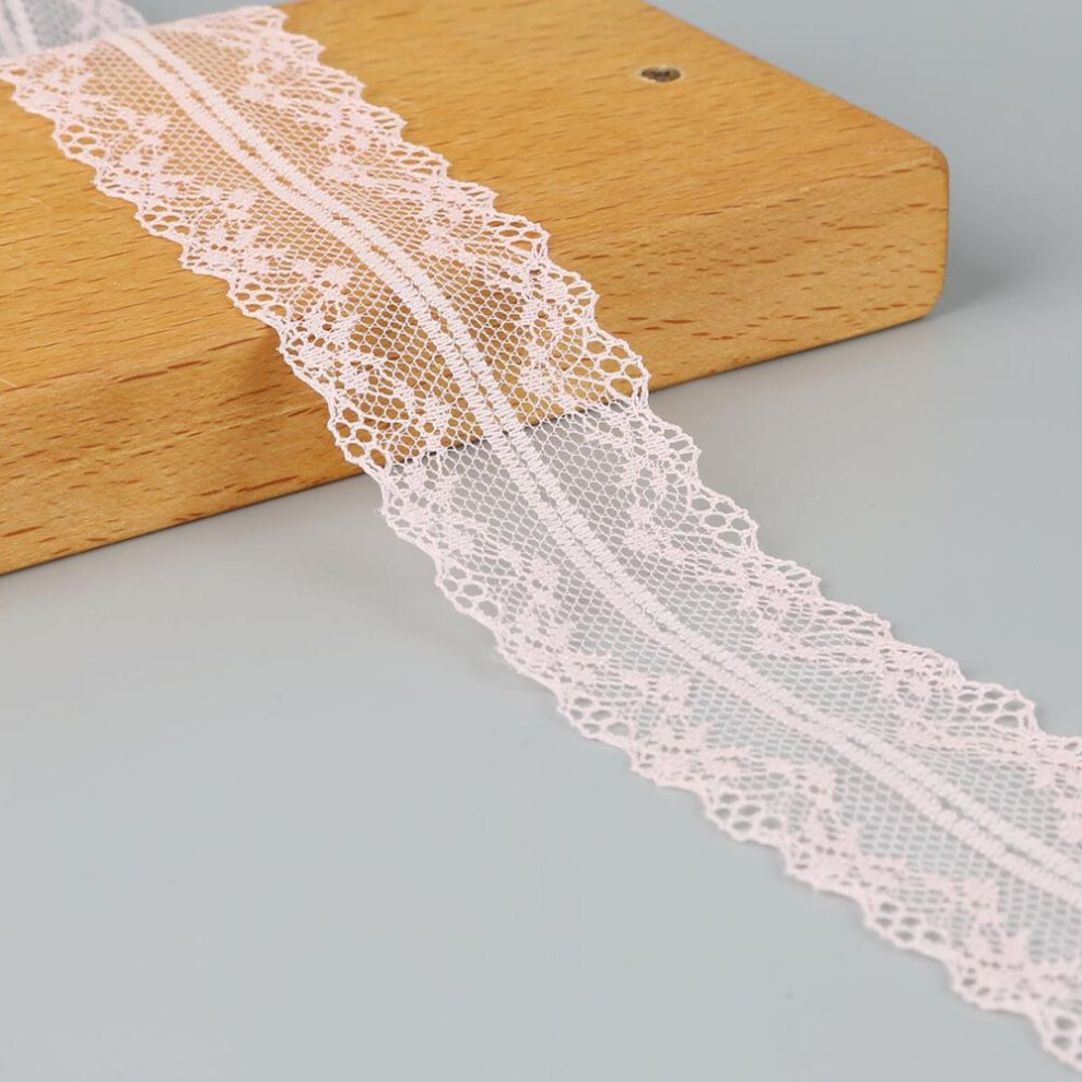 (light pink) 4CM Width Multi-Color Beautiful Embroidered Net Lace Trim Couture Tailor Ribbon DIY Craft