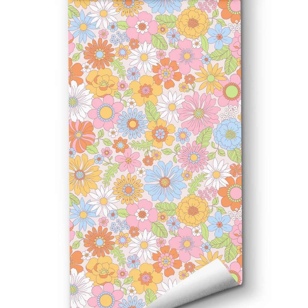 (Rw492, 45X300cm) Floral Peel And Stick Wallpaper Floral Boho Contact Paper Flower Removable Self Adhesive Waterproof Wallpaper For Bathroom Bedroom 6915070003636