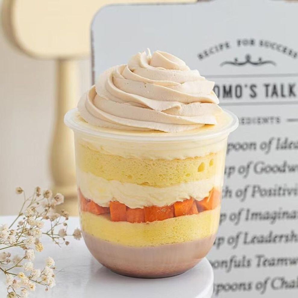 50pcs 360ml Disposable Mousse Cake Cup With Lid Jelly Dessert Yogurt Cake Cups