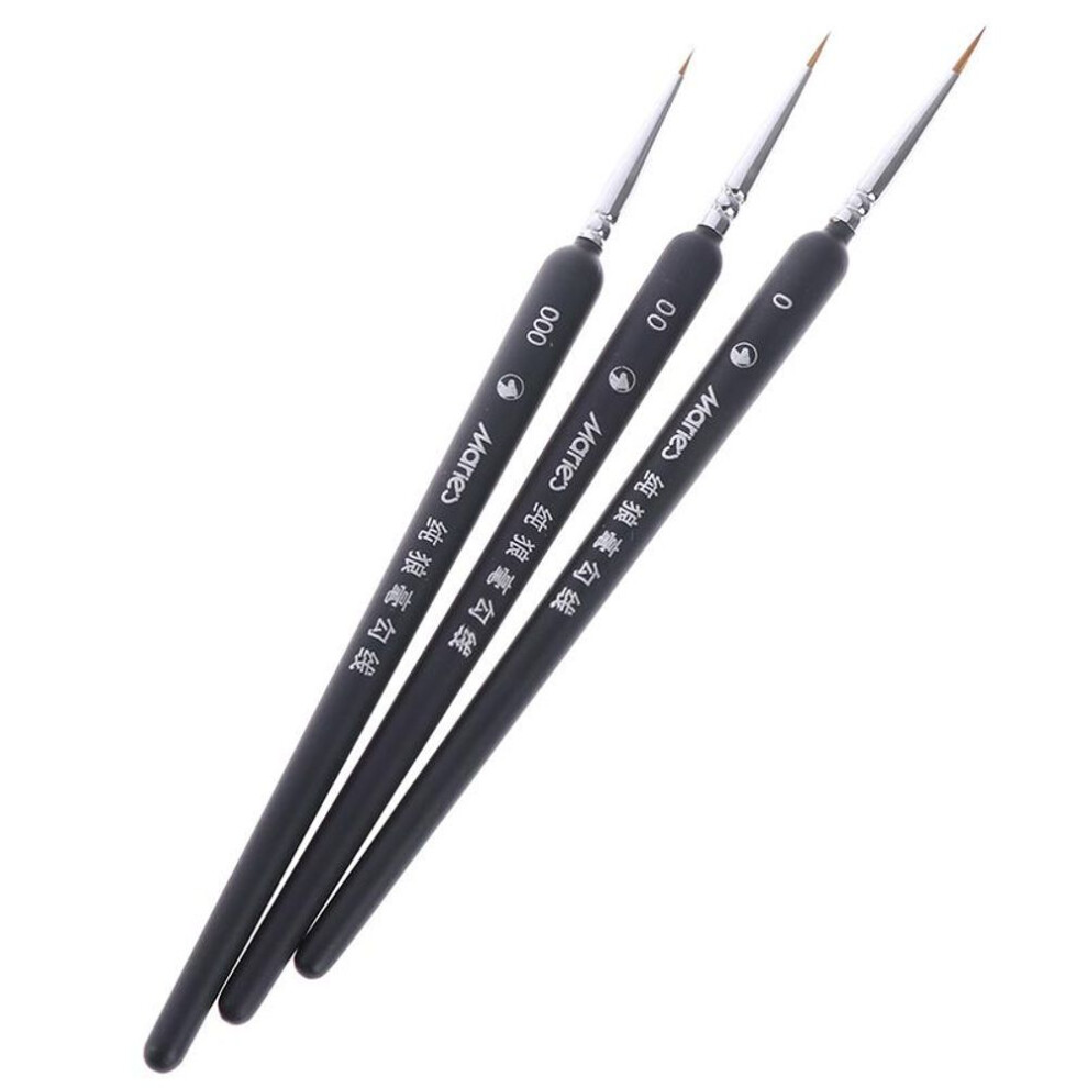 (beige) 3pcs 0/ 00/ 000 Miniature Paint Wolf Hair Professional Paint Brush For Art