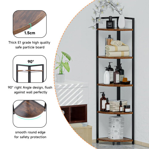 Living And Home 5 Tier Corner BookShelf Home Storage Display 2