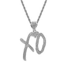 (Silver) Exquisite Fashion Hip Hop Rock Ice Out Letter Xo Cubic Zirconia Pendant Necklace For Men Cool Rock Party Jewelry