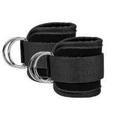 (black) Cable Ankle Straps For Cable Machines Leg Exercises Double D-ring Ankle Cuffs For Gym Workouts Glutes Legs Strength