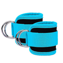 (blue) Cable Ankle Straps For Cable Machines Leg Exercises Double D-ring Ankle Cuffs For Gym Workouts Glutes Legs Strength