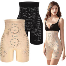 2pcs Far Infrared Negative Oxygen Detox Bodysuit, Valentine Gift Graphene Honeycomb Body Shaping Briefs, Breathable Body Shaper(black And Beige)