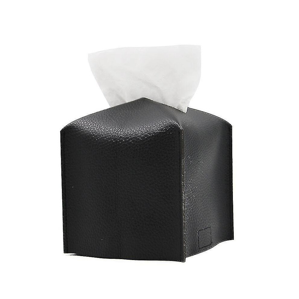 (Black) Square Decorative Pu Leather Tissue Box Holder Tissue Box Cover-image-OPC-PG5MHXP-NEW