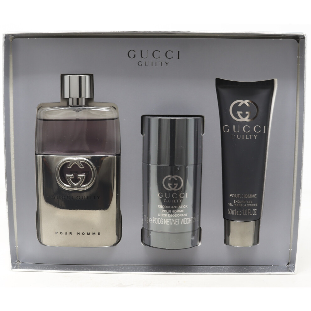 Gucci Guilty Pour Homme Eau De Toilette 3-Pcs Set  / New With Box