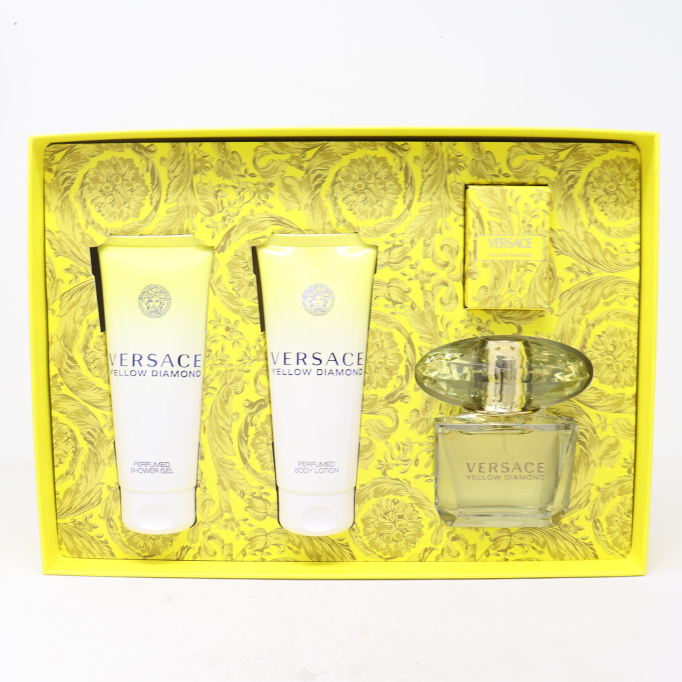 Versace Yellow Diamond Eau De Toilette 4-Pcs Set  / New With Box