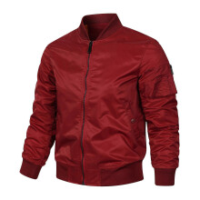 (L)Spring Air Force MA1 pilot jacket men's motorcycle solid color jacket plus size sports flight suit wine red