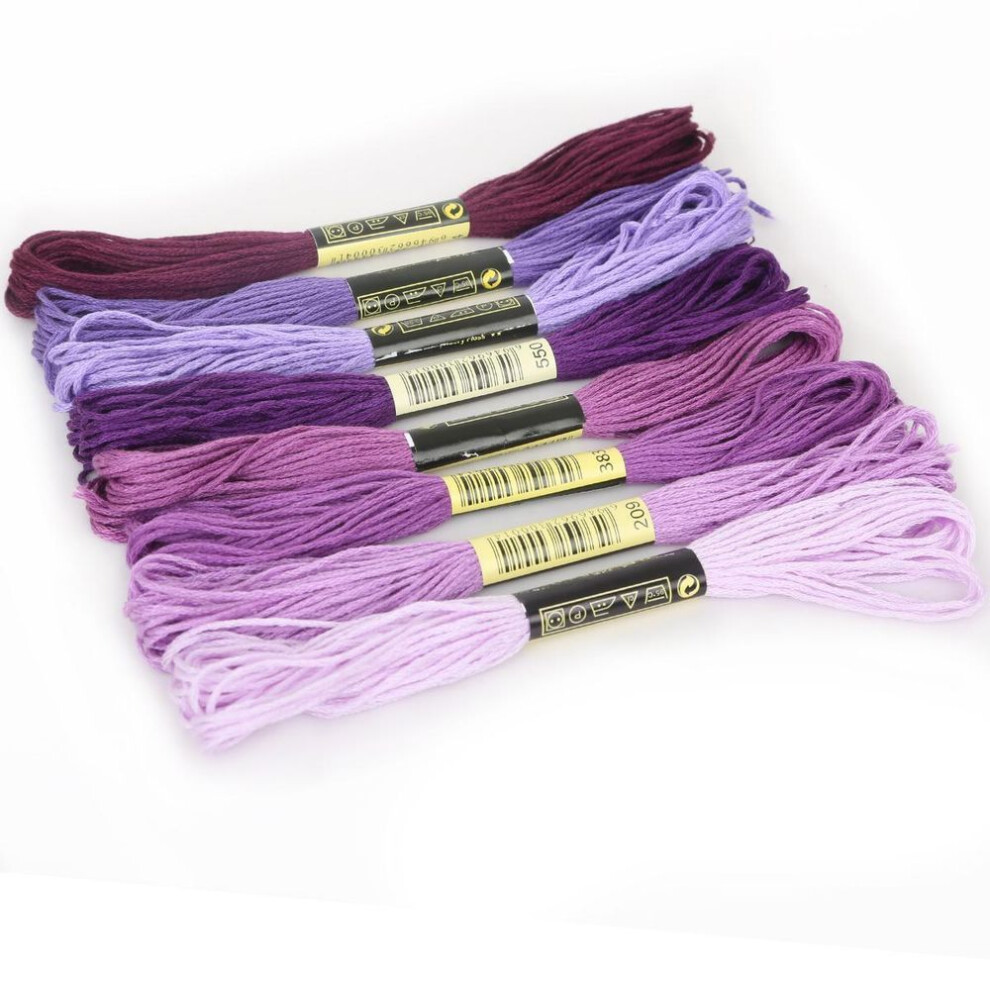 (purple) 8 Series Cotton Embroidery Thread Different Anchor Cross-stitch Floss Sewing Skeins Craft