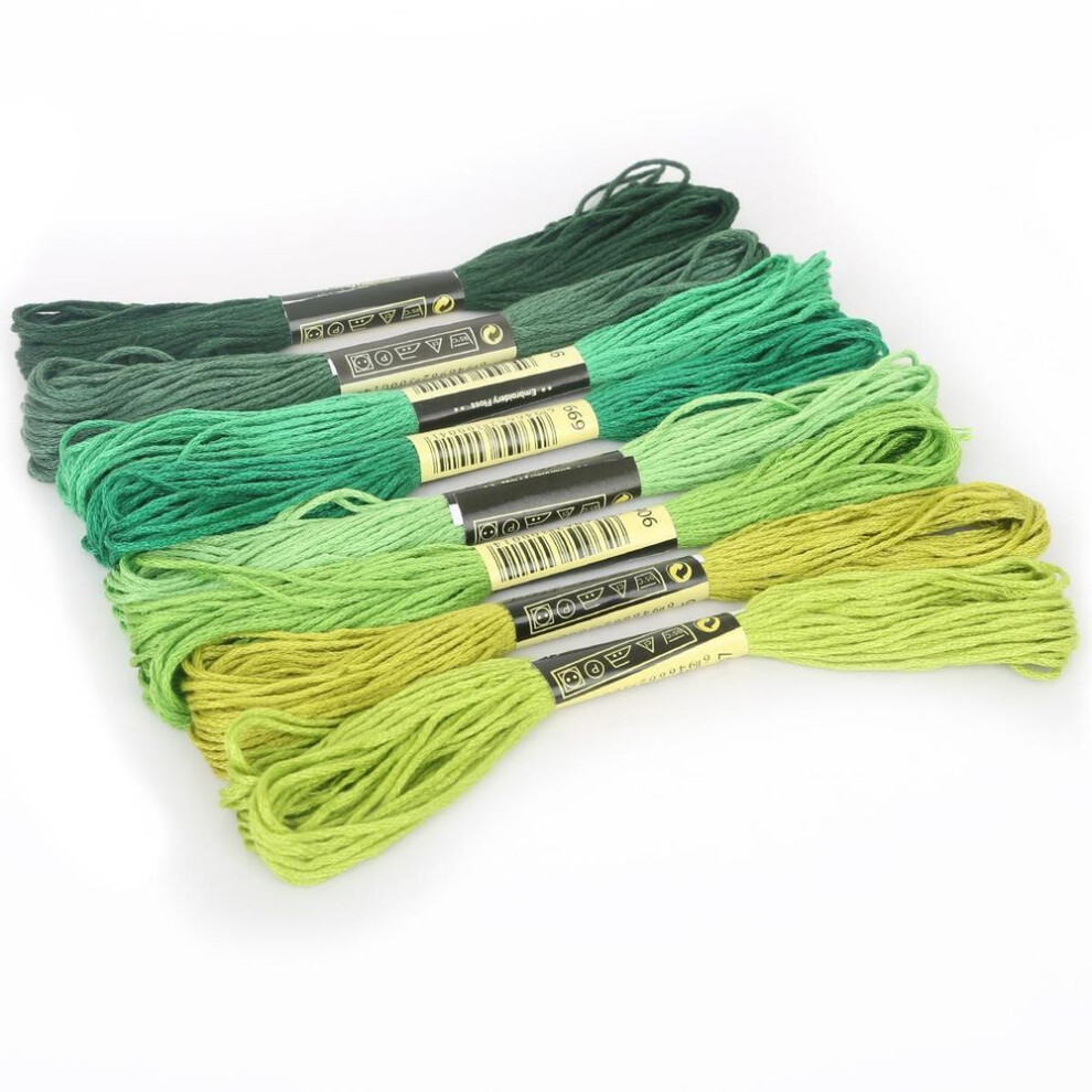 (green) 8 Series Cotton Embroidery Thread Different Anchor Cross-stitch Floss Sewing Skeins Craft