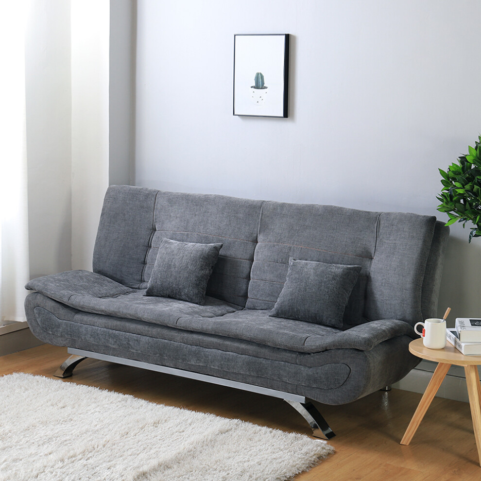 Linen Fabric 2-Seat Convertible Sofa Bed with Pillows
