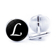 (L)1 Pair Men Cufflinks Letter Pattern Electroplating Smooth Surface Exquisite Craftsmanship Fashion Item Decorate Alloy