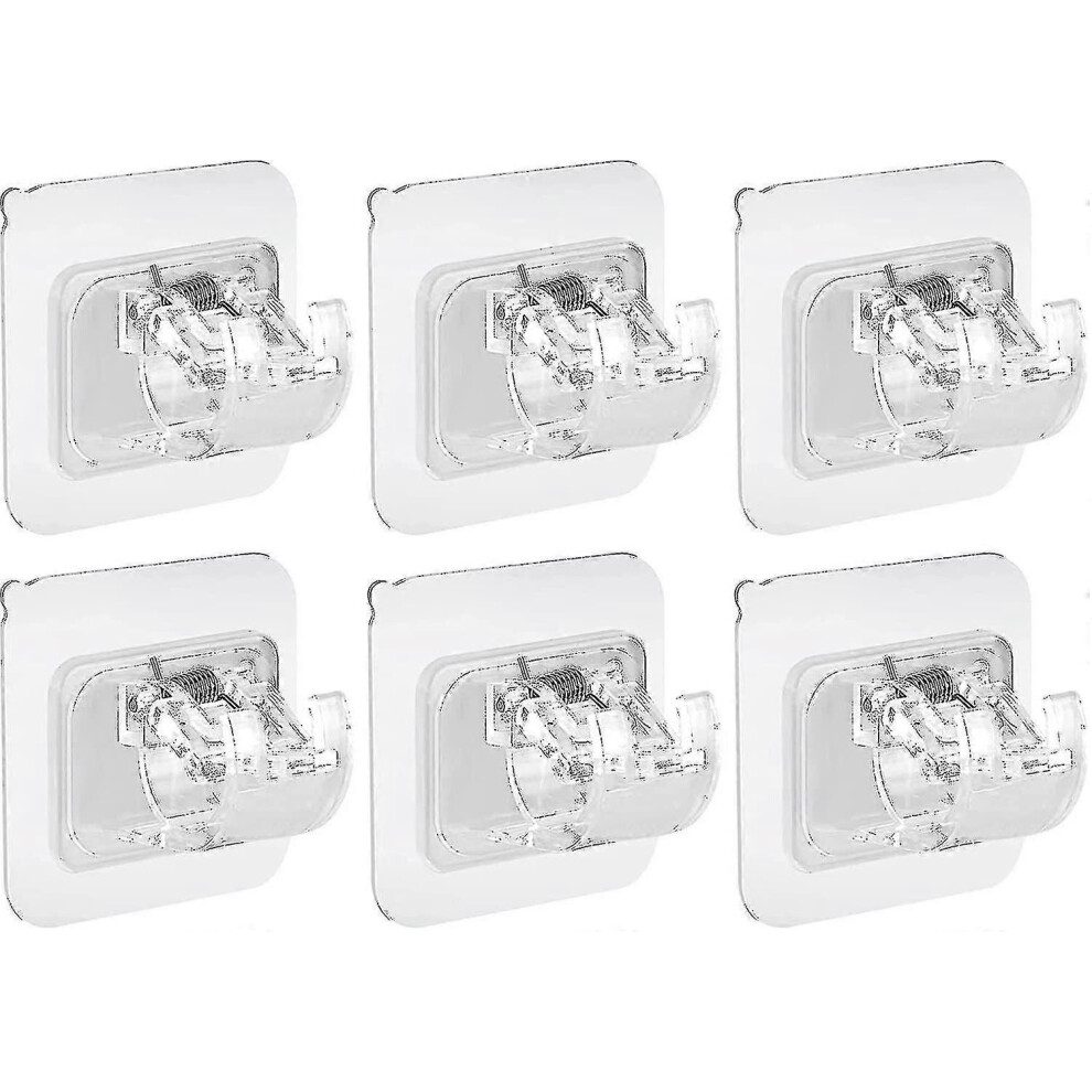 6pcs Self Adhesive Curtain Rod Bracket No Drill Drapery Hook Holder Wall Bracket Towel Rod Hook