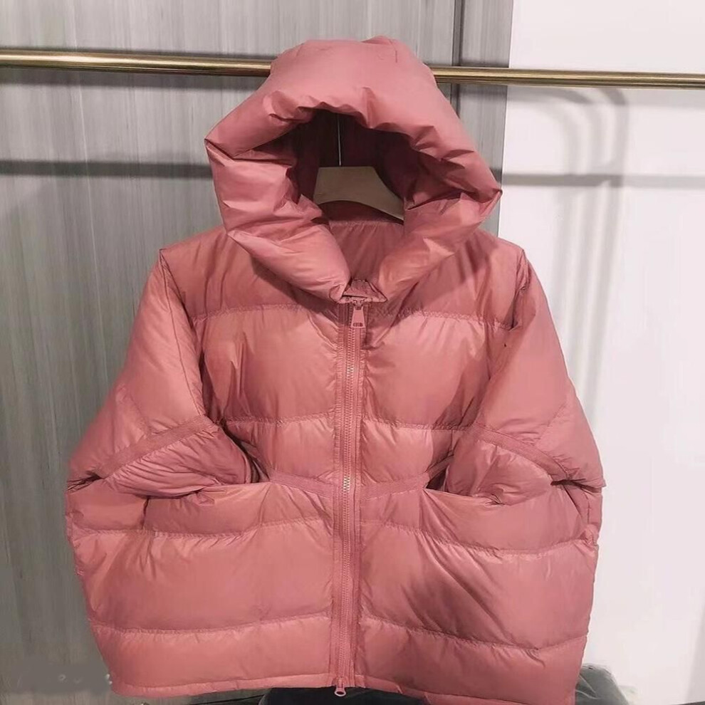 (pink, M) Down Jacket Women's Long Hooded Oversized Loose Korean Version Thick White Duck Down Winter Coat