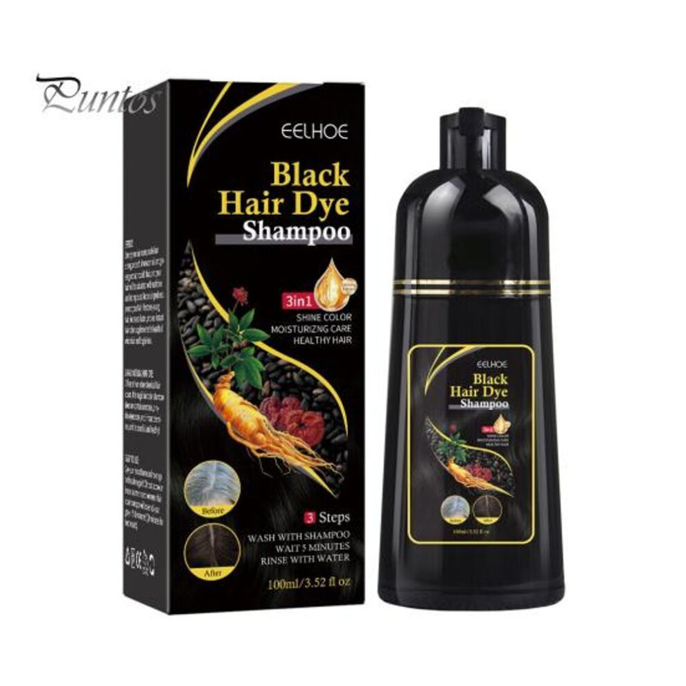 (black) 100ml 3-in-1 Hair Color Shampoo Ammonia-free Herbal Ingredients Moisturising Protecting Hair Black Hair Dye