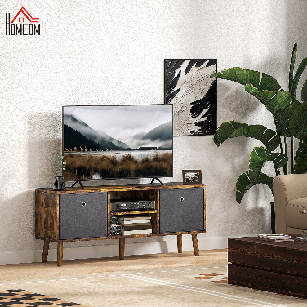 Homcom Modern Tv Cabinet Stand W/ Shelves & Drawers, Bedroom Rustic Brown