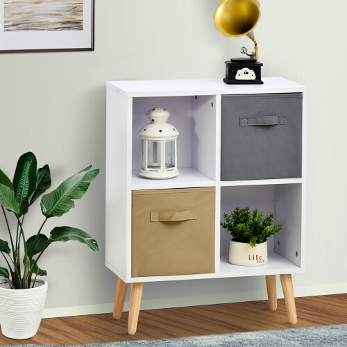 Homcom HOMCOM Freestanding 4 Cube Storage Cabinet Unit Bookcase w/ 2 Drawer