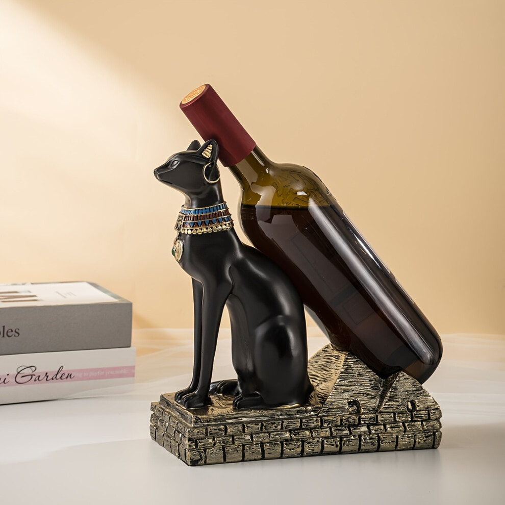 Wine Rack Wine Rack Statue Egyptian Cat Bottle Holder Stand Ancient Egypt Mysterious Resin Craft for Home Living Room Bar Wine Storage Racks