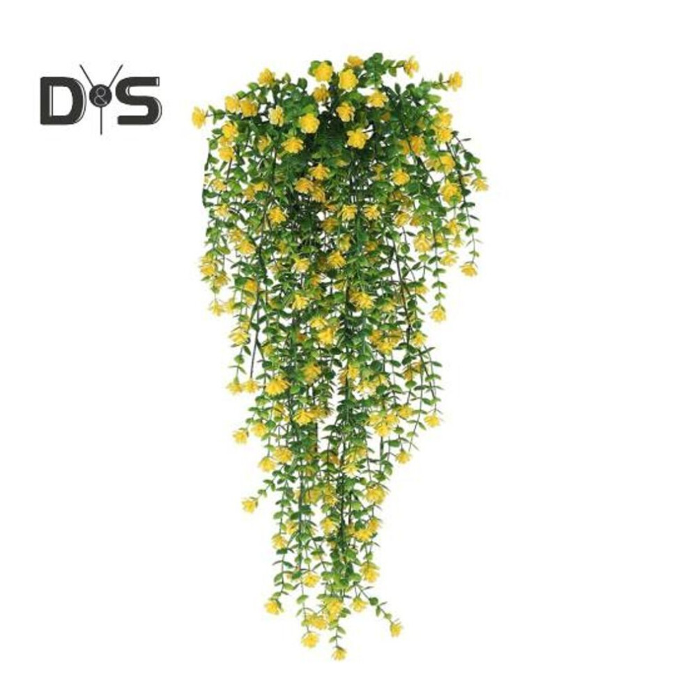 (yellow) Artificial Eucalyptus Flower Realistic Home Wedding Garden Indoor Outdoor Wall Hanging Colorful Faux Flower Drooping Vines Garland Decoration