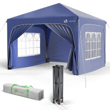 VOUNOT 3x3m Pop up Gazebo with Sides, Waterproof Garden Marquee Party Tent Blue