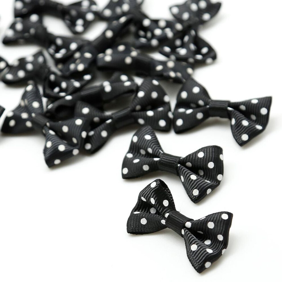 (black, 4x2.5cm 25pcs) 25/50Pcs Dots Satin Multi Color Grosgrain Dots Satin Ribbon Bow For Sewing Craft Wedding Bow Tie Decoration