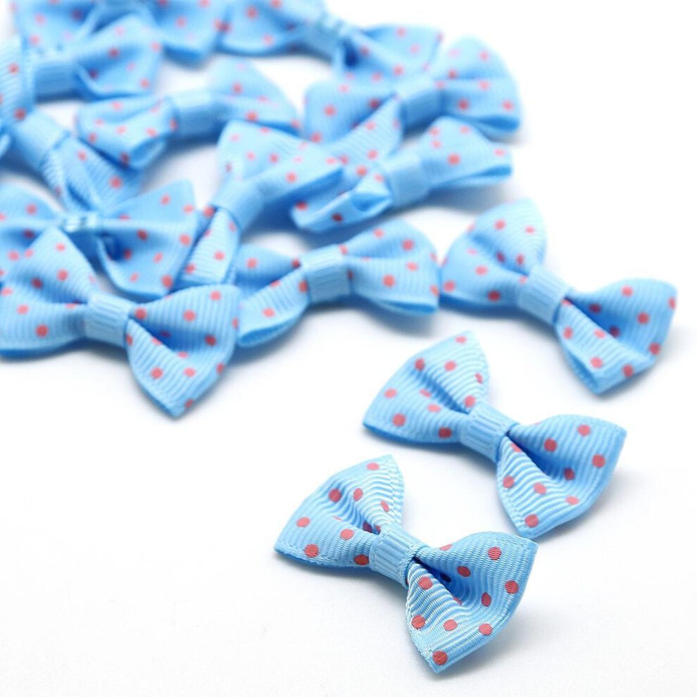 (sky blue, 4x2.5cm 25pcs) 25/50pcs Dots Satin Multi Color Grosgrain Dots Satin Ribbon Bow For Sewing Craft Wedding Bow Tie Decoration