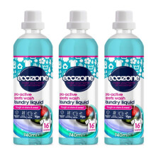 3 x Ecozone Pro-Active Sports Wash Laundry Liquid 16 Washes 740ml