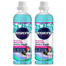 2 x Ecozone Pro-Active Sports Wash Laundry Liquid 16 Washes 740ml