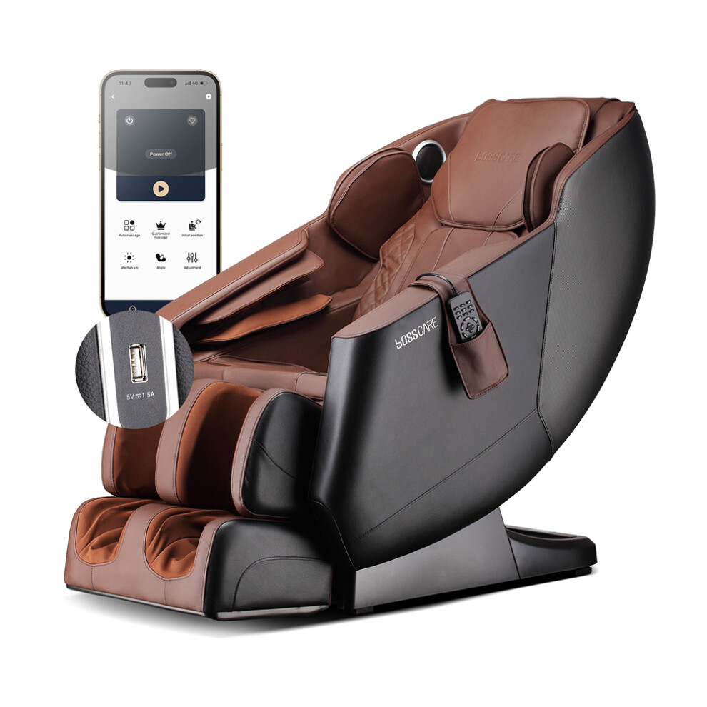 Zero Gravity Back Heated Full Body Massage Chair w/ Controller,Dark Brown