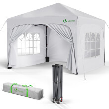 VOUNOT 3x3m Pop up Gazebo with Sides, Waterproof Garden Marquee Party Tent White