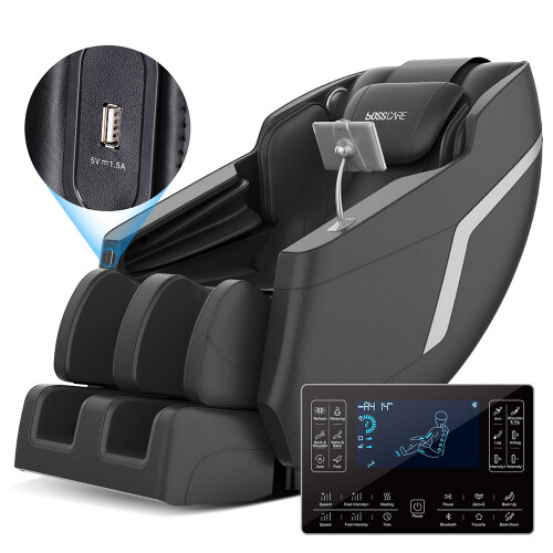 Living And Home Zero Gravity Back Heated Full Body Massage Chair with Touch Screen,Black