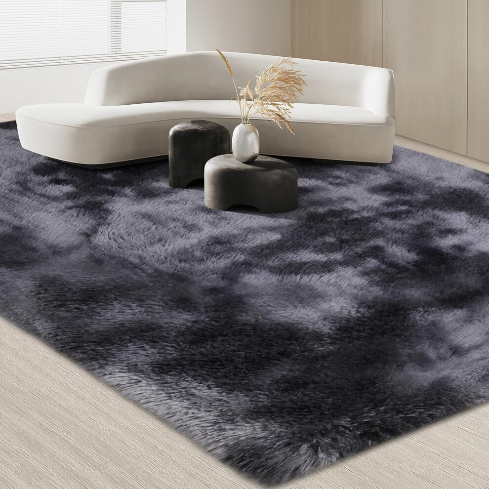 (160*230cm, Dark Grey) Carpet living room, bedroom carpet 160 x 230 cm, grey area rug non-slip carpet
