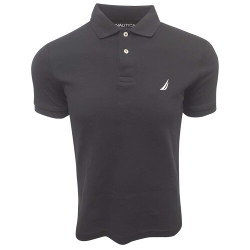 Nautica Ανδρικό Slim Fit Πόλο Μπλουζάκι (Μέτριο, Μαύρο)