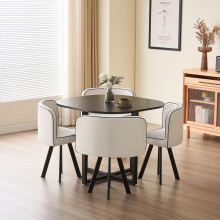 (Black, White) 90cm Square Dining Table Set with 4 Chairs Various Colours