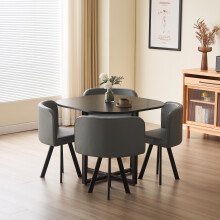 (Black, Grey) 90cm Square Dining Table Set with 4 Chairs Various Colours