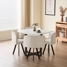 (White, White) 90cm Square Dining Table Set with 4 Chairs Various Colours