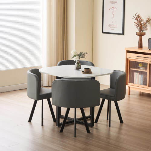 Comfy Living (White, Grey) 90cm Square Dining Table Set with 4 Chairs Various Colours