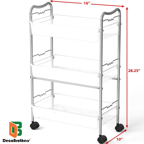 DecoBros 3-stufiger Rollwagen aus Metall, Silber 1
