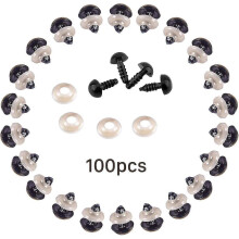 (6mm) Plastic Safety Eyes, 100 Piece Stuffed Animal Eyes, Black Safety Eyes With Washers, 6mm 8mm 9mm 10mm 12mm Diy Craft Doll Eyes For Doll Making, Teddy B