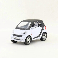 (WHITE)1:32 Scale Diecast Toy Model Smart Fortwo Car Pull Back Doors Openable Sound & Light Car Educational Collection Gift Small