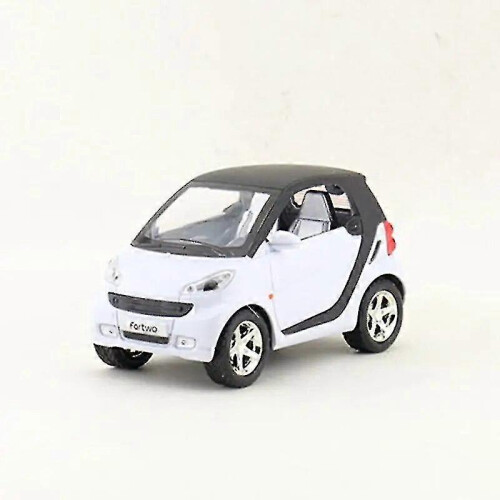 (WHITE)1:32 Scale Diecast Toy Model Smart Fortwo Car Pull Back Doors Openable Sound & Light Car Educational Collection Gift Small