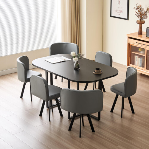 Comfy Living (Black, Grey) 150cm Rectangular Dining Table With 6 Chairs Various Colours